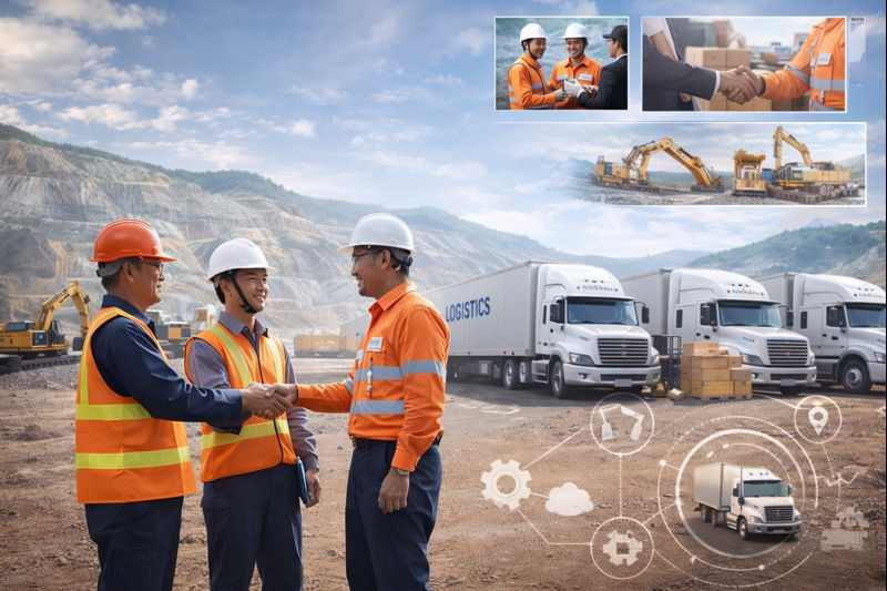 Ilustrasi supply chain and mining support